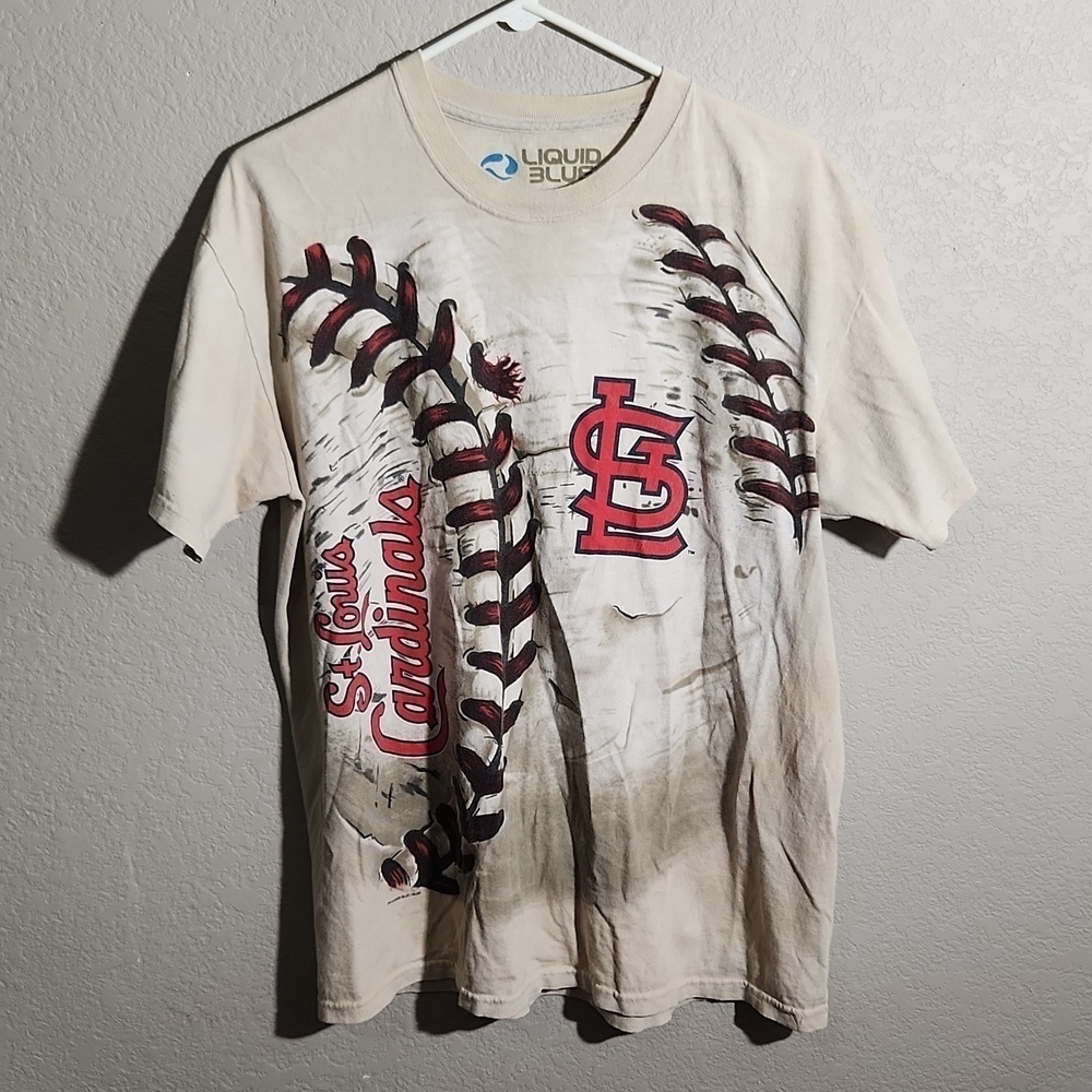 Liquid Blue Shirt Mens Size L MLB STL Cardinals Baseball Tie Dye All Over Print